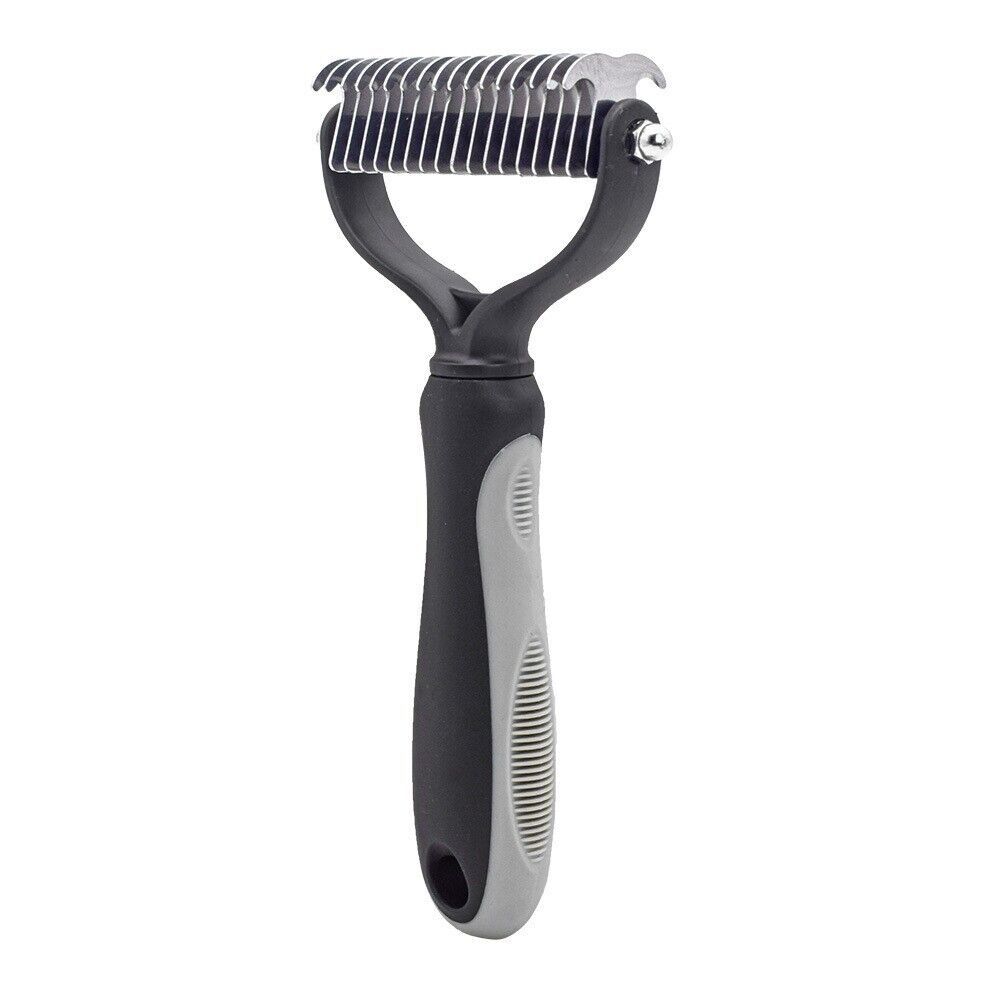 Pet Grooming Brush - Double Sided Shedding and Dematting Undercoat Rake Comb for Dogs