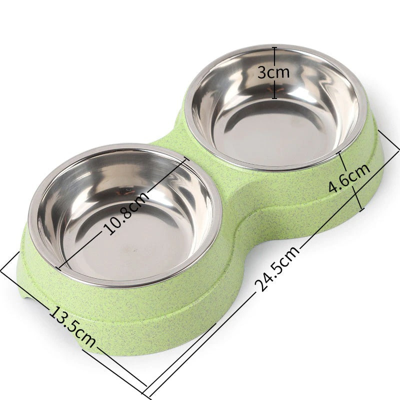 Double Bowl For Dog - Stainless Steel Food and Water Feeder