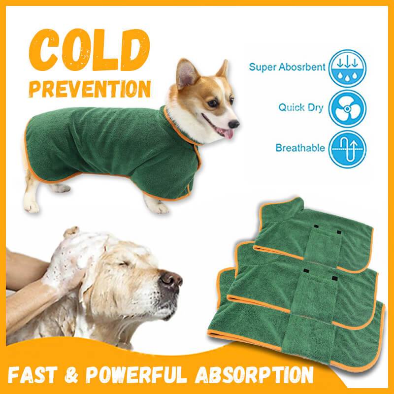 Absorbent Dog Bathrobe With Waist-Wrapped Microfiber