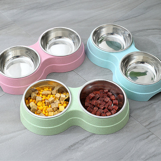 Double Bowl For Dog - Stainless Steel Food and Water Feeder