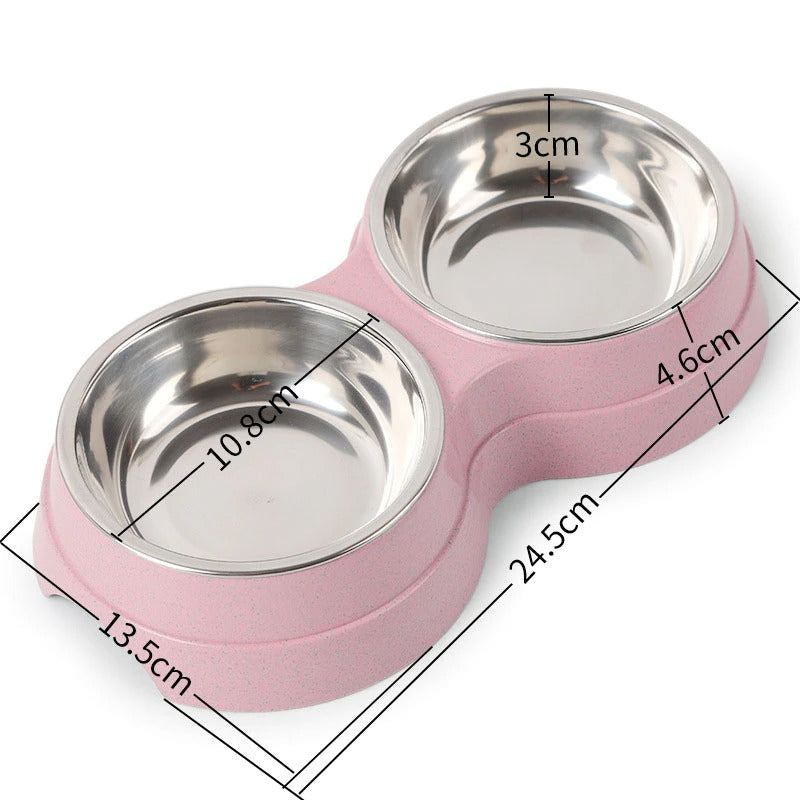 Double Bowl For Dog - Stainless Steel Food and Water Feeder