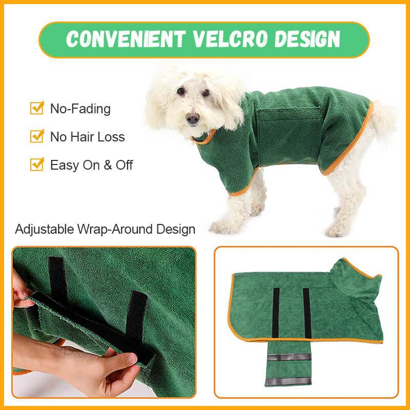 Absorbent Dog Bathrobe With Waist-Wrapped Microfiber