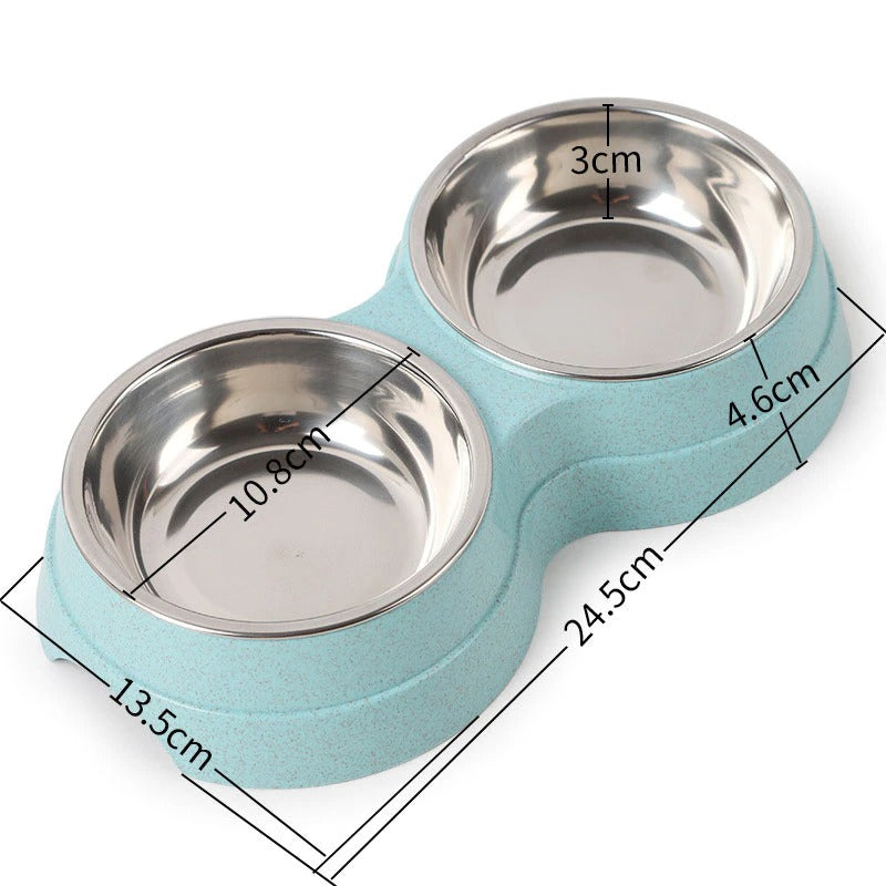 Double Bowl For Dog - Stainless Steel Food and Water Feeder