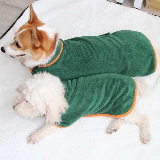 Absorbent Dog Bathrobe With Waist-Wrapped Microfiber