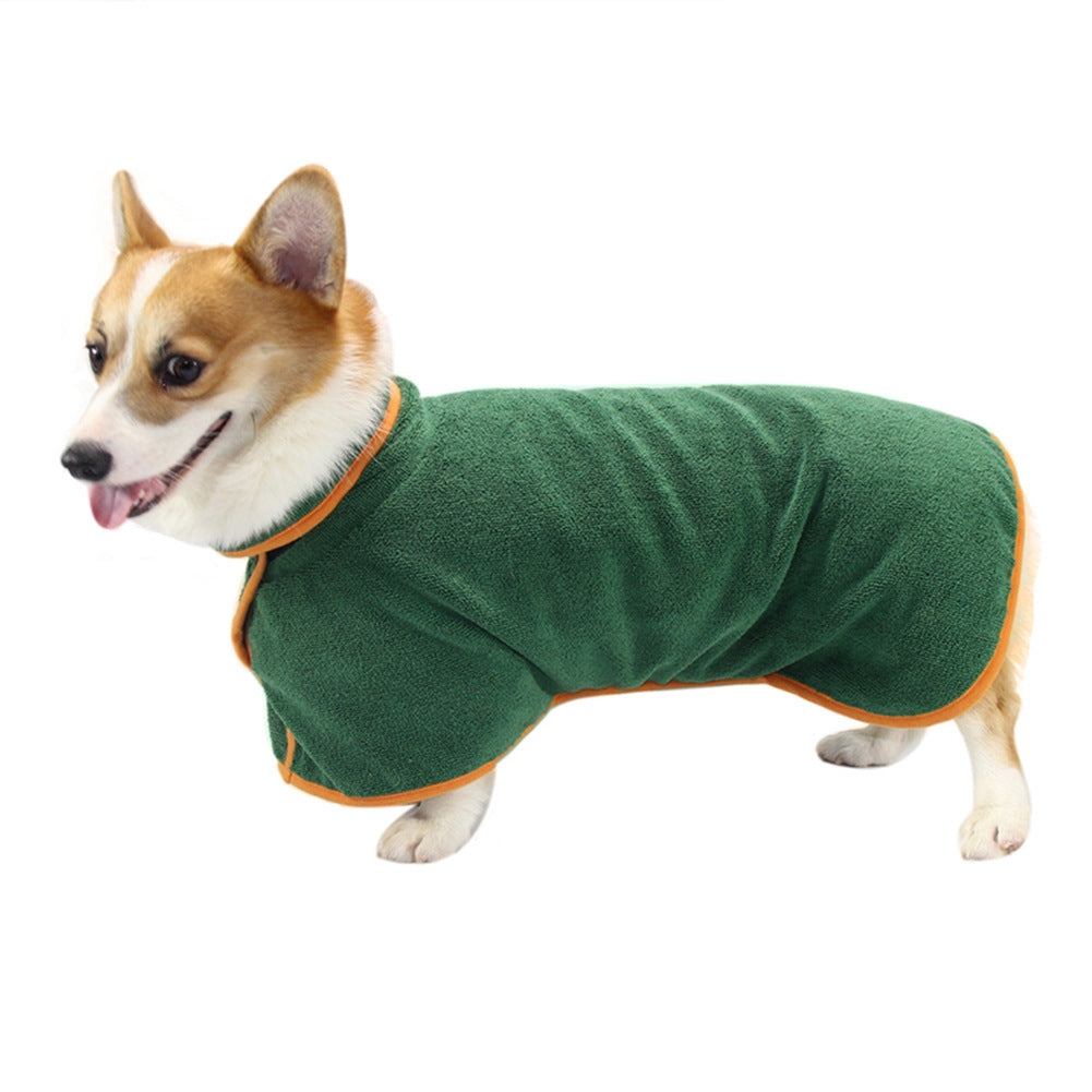 Absorbent Dog Bathrobe With Waist-Wrapped Microfiber